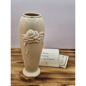LENOX Rose Blossom Bud Vase Ivory 24k Gold trim 5.75" Tall. Mint.  No Box